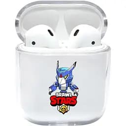 Прозорий силіконовий чохол Apple AirPods із малюнком - Crow Mecha / Brawls Stars (KAP1107)