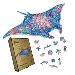 Дерев'яний фігурний пазл Фантастичний Скат, А1, Картонна коробка 500+ елементів