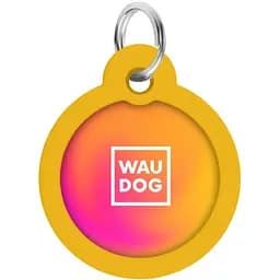 Адресник для собак і котів Waudog Smart ID з QR паспортом Градієнт помаранчевий 25 мм - мініатюра 2