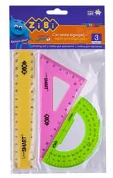 Комплект SMART Line, линейка 15 см, угольник, транспортир, неонового цвета, прозрачные