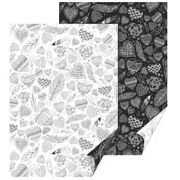 Бумага с рисунком "Hearts" двухсторонняя Монохром 21х31см 200г/м2 Heyda
