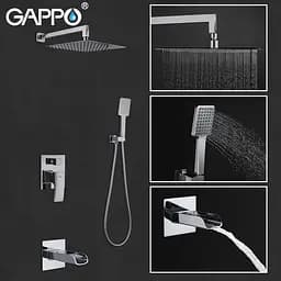Душова система прихованого монтажу Gappo G7107-20, вилив - перемикач на лійку, 3-функції, хром, Хром - мініатюра 2