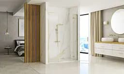 Душові двері Rea Hugo 130 розпашні brushed gold REA-K6610+REA-K8413, прозорий, золотий - мініатюра 3