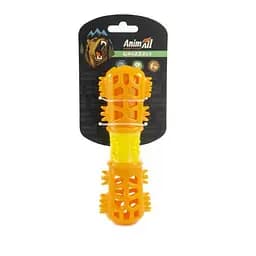 Игрушка AnimAll GrizZzly мультифункциональная косточка для собак 18.7×6×4.2 см оранжево-желтая
