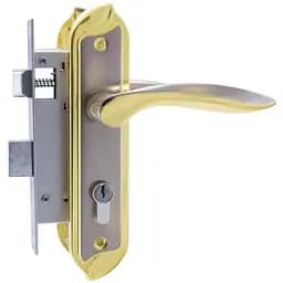 Замок врізний дверний з ручками на планці FZB комплект 58 мм ЕТ-191 SN/PB