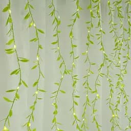 Гірлянда-штора з листочками Curtain Copper SF-55 внутрішня, з прозорим дротом, 10м - мініатюра 2