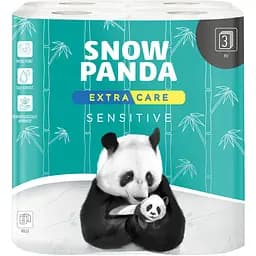 Трехслойная туалетная бумага Сніжна Панда Extra Care Sensitive, 8 рулонов