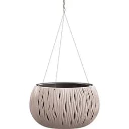 Горщик для квiтiв Prosperplast Sandy Bowl WS круглий з вкладишем підвісний, 370 мм, мокка (23179-7529)