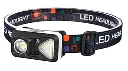 Налобний ліхтар з білим та червоним світлом W-18 з датчиком руху акумуляторний яскравий потужний ліхтарик на голову