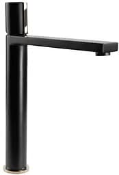 Змішувач для умивальника Rea Icon black L.gold чорний високий REA-B5681 Чорний