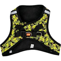 Шлея для собак малих порід Agility нейлонова зі світловідбивними елементами XS 255-280 мм жовта з принтом качки