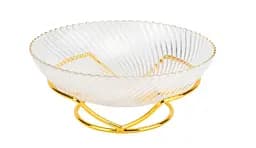 Салатник Elisey 9219-042 Золотая волна стеклянный на металлической подставке 30 см