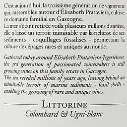 Вино Haut Marin Littorine Colombard Ugni Blanc, біле, сухе, 11%, 0,75 л - мініатюра 3