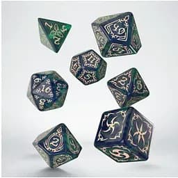 Набір кубиків Q-Workshop Tribal Dice Set: Blue-green & Beige (7 шт.) (STRB02)