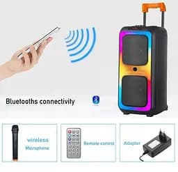 Вулична колонка на коліщатках XPRO NDR-1097 Bluetooth 8 дюймів 6000 Вт чорна (41190-NDR-1097_3911) - мініатюра 3