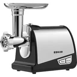 М'ясорубка Edler EMG180INB, Steel/Black, 1800W, диски для подрібнення 3/5/7мм, насадка для ковбасок/«кеббе»,