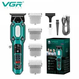 Тример аккумуляторный для стрижки волос VGR V-900 GREEN LED display 7000 RPM