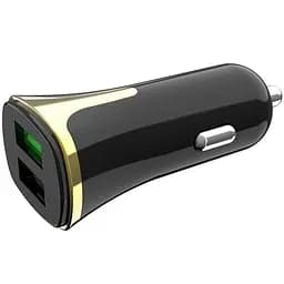 Автомобільний зарядний пристрій Hoco Z31 2 USB QC 3.0 Black/Gold + USB Cable Type-C 3.4A - мініатюра 5