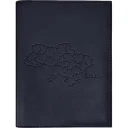Кожаная обложка BlankNote Standart с картой Украины для нотариального реестра темно-синий