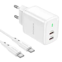 Адаптер сетевой BOROFONE Type-C to Type-C cable Reacher dual port set BN9 35вт белый