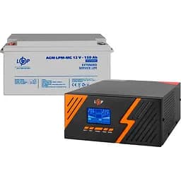 Джерело безперебійного живлення (ДБЖ) LogicPower LPM-PSW-1500VA 12V + АКБ LPM-MG 12V - 150 Ah (29700) [110196]