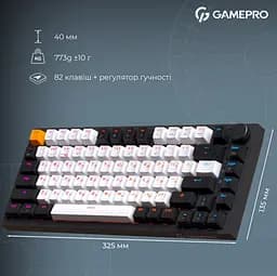 Клавиатура беспроводная игровая механическая GamePro MK-160-B Pro Black-White QLAB Orange Switches Hot-Swap - мініатюра 13