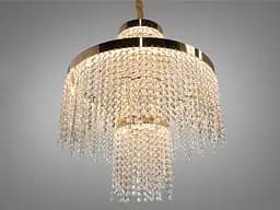 Підвісна кришталева люстра Diasha 376-500GD двоярусна LED-модель у золотому виконанні, 100 Вт, діаметр 49 см - мініатюра 3