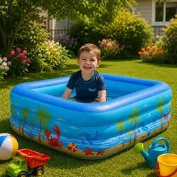 Надувний басейн BS-01 130х90х45 см / Сімейний басейн блакитний / Прямокутний басейн дитячий - мініатюра 4