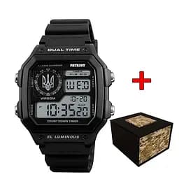 Наручные часы мужские 010BKUASI Тризуб срібло Чорные + Коробка. Patriot acs0031023