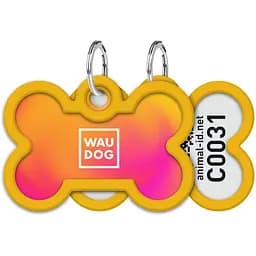Адресник для собак і котів Waudog Smart ID з QR паспортом Градієнт помаранчевий 4х2.8 см