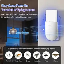 Пастка для комах Necomi, 2-в-1 Plug-in Mosquito Killer, з нічним ультрафіолетовим світлом для вловлювальних мух - мініатюра 6