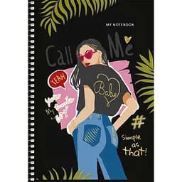 Зошит для записів Student А5, у клітинку, спіраль, 80л., Дівчина (A5-SC-080-6077K)