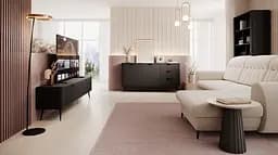 Комод Perfect Home Ланте / Lante 1-дверний з 3 шухлядами і чорними ніжками 1D3S/138 Чорний (PFH-091117) - мініатюра 7