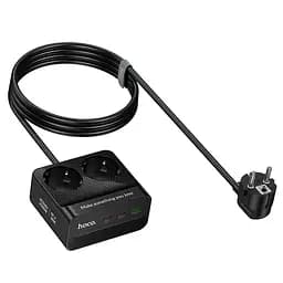 Мережевий зарядний пристрій подовжувач Hoco AC27 USB/2 Type-C PD 30W 2 розетки 2m чорний - мініатюра 4