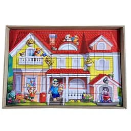 Деревянный пазл-вкладыш "Кошачий дом пазл летний" (ПСД273) PSD273