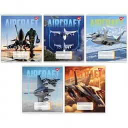 Зошити учнівські 18 аркушів клітинка Yes Aircraft, 25 шт. в упаковці