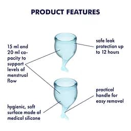 Менструальна чаша Satisfyer Feel Secure 2 шт. блакитна - мініатюра 5