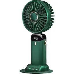 Портативний USB-вентилятор Mini Fan із підставкою для телефона та дисплеєм зелений (979)