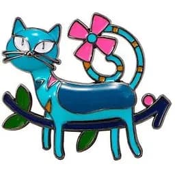 Брошь Котик на ветке брошь-булавка синяя