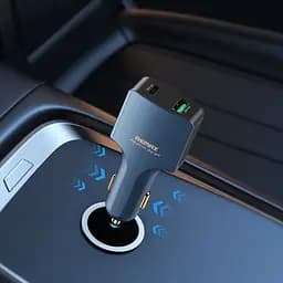 Автомобільний зарядний пристрій Remax RCC326 USB/Type-C QC PD 100W синьо-чорний - мініатюра 3