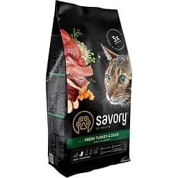 Сухий корм для дорослих котів Savory Adult Cat Gourmand Fresh Turkey & Duck з качкою та індичкою 2 кг - мініатюра 2