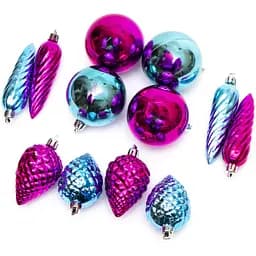 Набір ялинкових куль та іграшок Linhai 12 шт різнокольоровий пластик (032419)