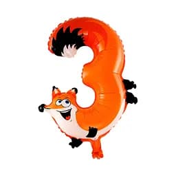 Шар воздушный фольгированный Смешные цифры - 3 (40 см), лиса
