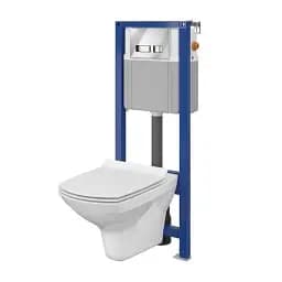 Інсталяція Cersanit Aqua 22 з кнопкою MOVI та унітазом CARINA CLEAN ON з сидінням Slim 30412