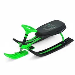 Снегокат MS 1778-11 Низкая рама, мягкое сиденье из экокожи 45х21см (2 положения), руль, металлопластик, черно-зеленый