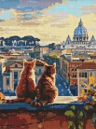 Набор с алмазной мозаикой Котики в Риме, 30x40 см