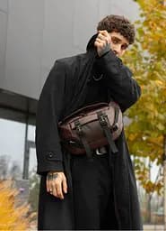 Большая мужская сумка бананка Sambag DynamicDart коричневая 38 × 21 × 7 см (80411020m)