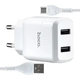 Сетевые зарядные устройства Hoco N7 Speedy dual port charger set Micro (EU) Белый