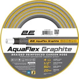 Шланг садовий AquaFlex Graphite 1/2" 50м 4 шари 20бар -10+50°C 2E sad0001803 - мініатюра 2