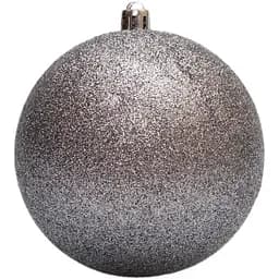 Ялинкова куля Devilon D10 см сірий гліттер пластик (250775)
